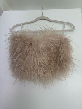 Club London Feather Trim Beige Clutch Bag - Elegant Evening Accessory